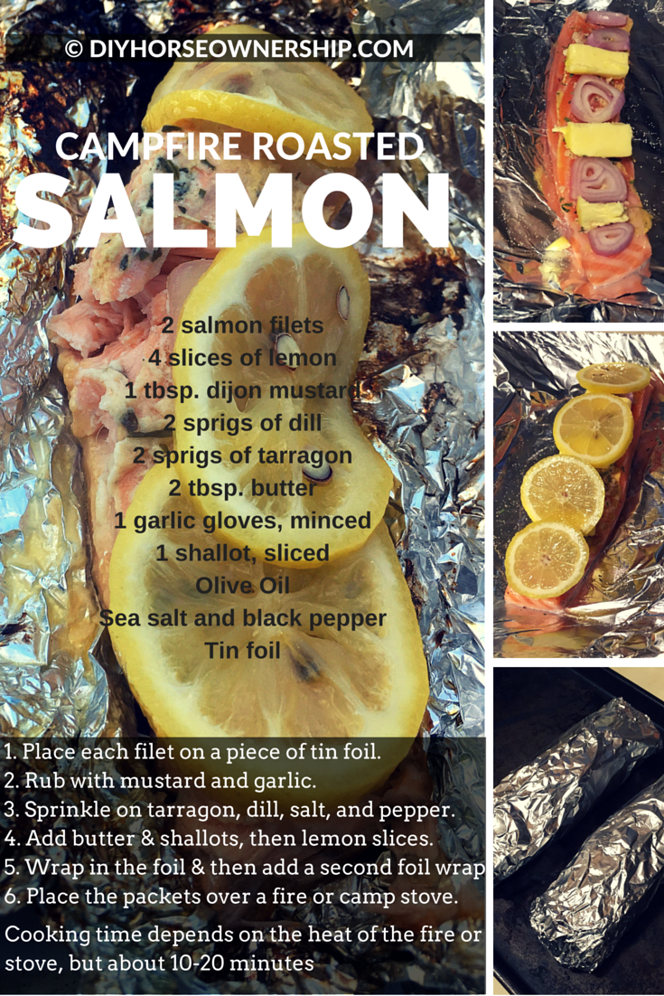 How to Go Horse Camping - Camping Recipes - Campfire Salmon